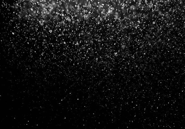 Chute Neige Sur Fond Noir — Photo