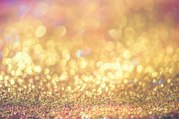 Gold Glitzern Bokeh Bunten Verschwommenen Abstrakten Hintergrund Für Geburtstag Jahrestag — Stockfoto