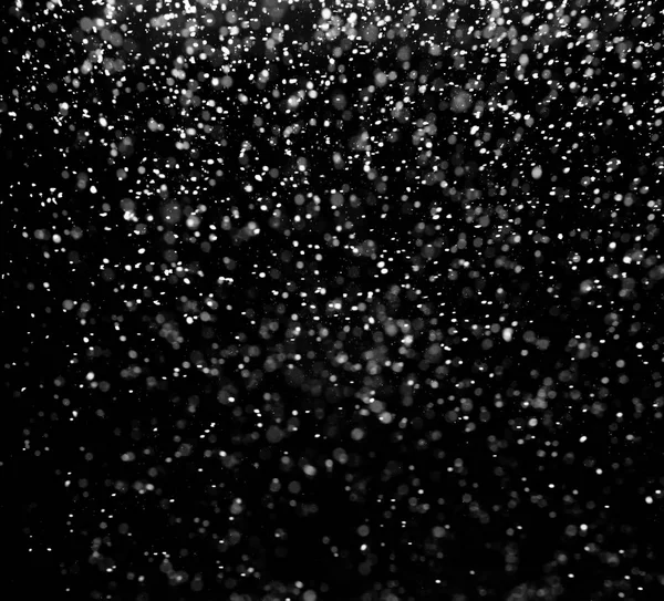 Chute Neige Sur Fond Noir — Photo