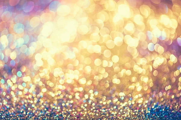 Gold Glitzern Bokeh Bunten Verschwommenen Abstrakten Hintergrund Für Geburtstag Jahrestag — Stockfoto