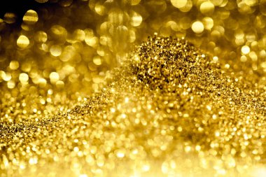Altın parıltı bokeh aydınlatma dokusu soyut gruplandırılmış