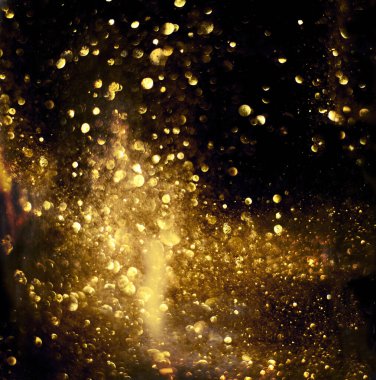 Altın parıltı bokeh aydınlatma dokusu soyut gruplandırılmış
