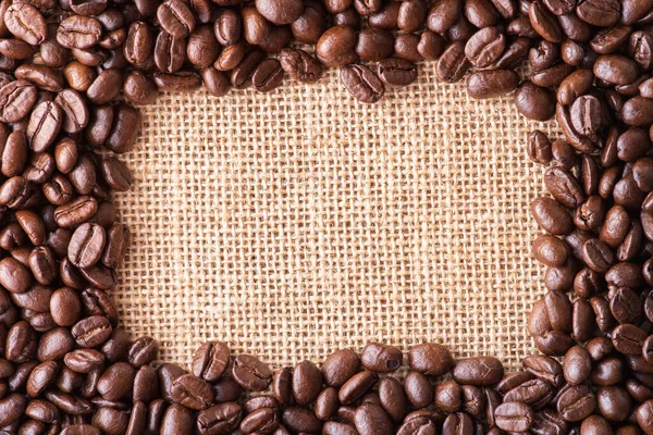 Coffee Beans Bag Background Copy Space — Stock Photo, Image