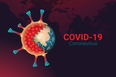 Covid-19 Coronavirus konsepti, tüm dünyaya yayılmış mikropların ve virüslerin istilası, NASA tarafından desteklenen bu görüntünün elementleri