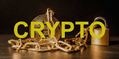 İkili kod bir arka plan üzerinde ICO ve kripto para birimi. Kavram bloğu zinciri ve ilk para sunan şifreleme