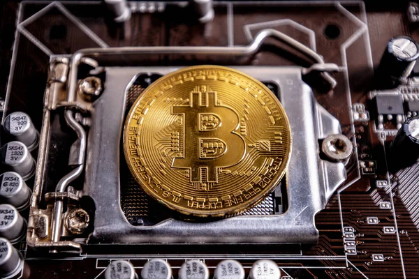 Der Mitte Des Bildes Ist Bitcoin Als Hauptwährung Durch Die — Stockfoto