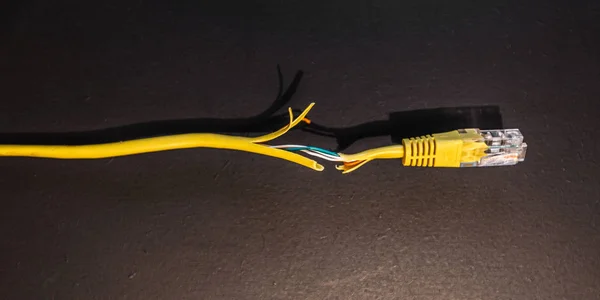 Brecha Cable Internet Como Símbolo Desconexión Bloqueo Del Acceso Información — Foto de Stock