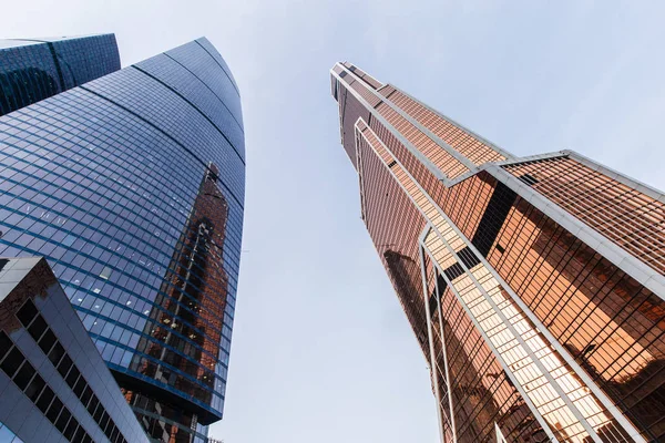 Two Skyscrapers Business Center Moscow Architecture Modern Big City — Stock Photo, Image