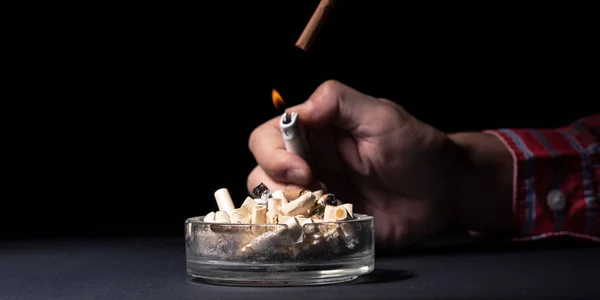 Het Concept Van Roken Schade Aan Gezondheid Het Bureau Een — Stockfoto