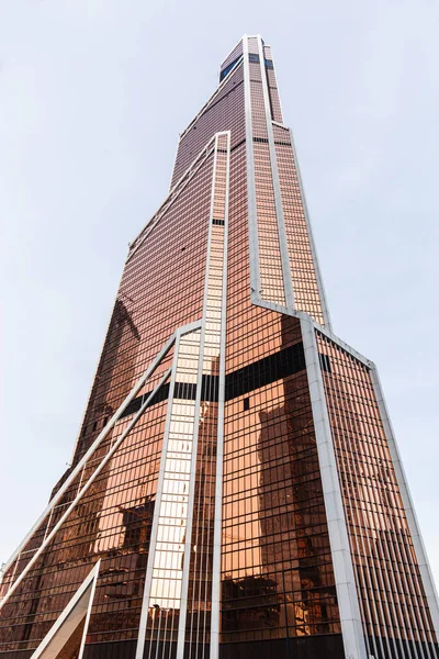 Reflection Windows Orange Skyscraper Business Center Moscow Architecture Modern Big — Stock Photo, Image