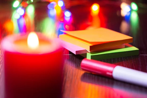 Mum Yeni Yıl Için Kayıt Dilek Için Renkli Çıkartmalar Noel — Stok fotoğraf