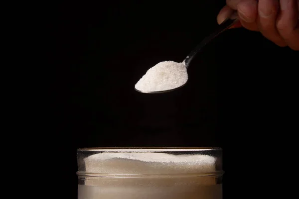 Una Cucharadita Azúcar Concepto Una Dieta Sin Dulces Bebidas Con —  Fotos de Stock