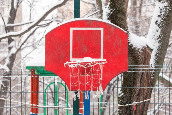 Playground Courtyard Covered Snow — Stock Photo, Image