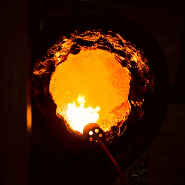 Metal Fundido Derramado Molde Forno Fusão Para Ferro Fundido Aço — Fotografia de Stock