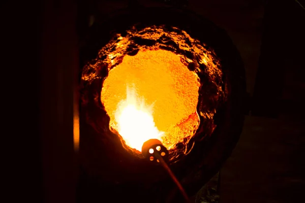 Molten Metal Poured Mold Melting Furnace Cast Iron Steel Liquid — Stock Photo, Image