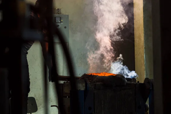 Melting Furnace Factory Equipment Cast Iron Steel Molten Liquid Metal — Stock Photo, Image