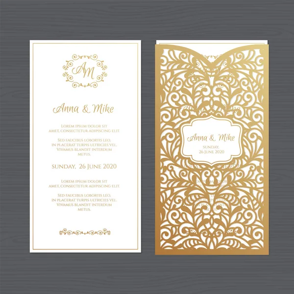 Invitation Mariage Luxe Carte Vœux Avec Ornement Floral Vintage Modèle — Image vectorielle