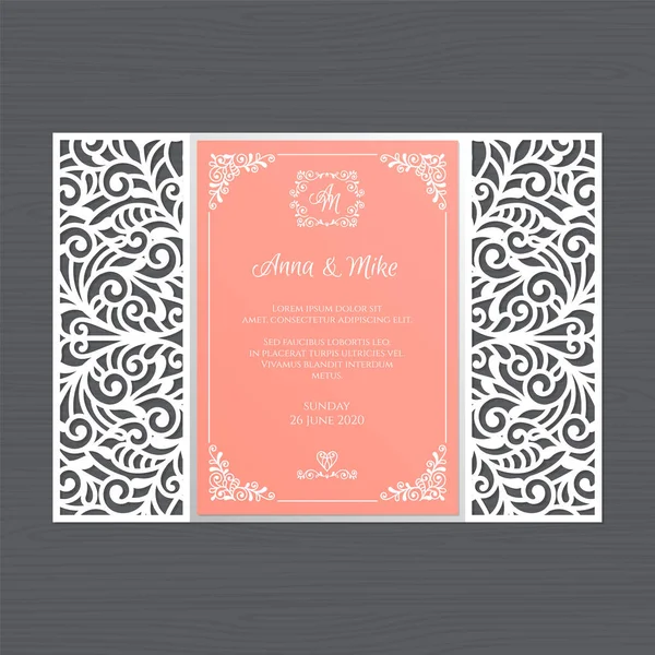 Invitación Boda Lujo Tarjeta Felicitación Con Adorno Floral Vintage Plantilla — Vector de stock