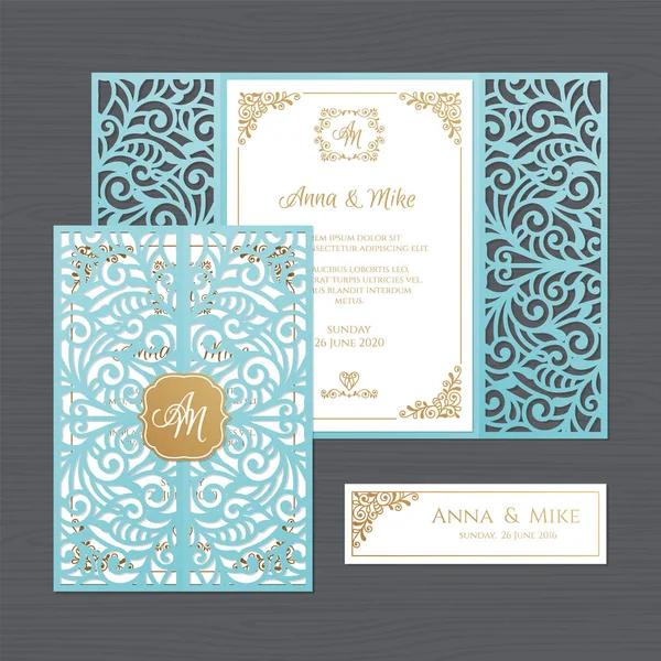Luxus Hochzeitseinladung Oder Grußkarte Mit Vintage Blumenschmuck Briefumschlagschablone Aus Papier — Stockvektor