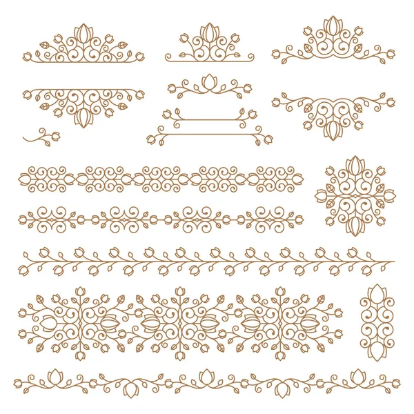 Vintage Ornaments Dividers Design Elements Set Ornate Floral Frames Banners — Stock Vector