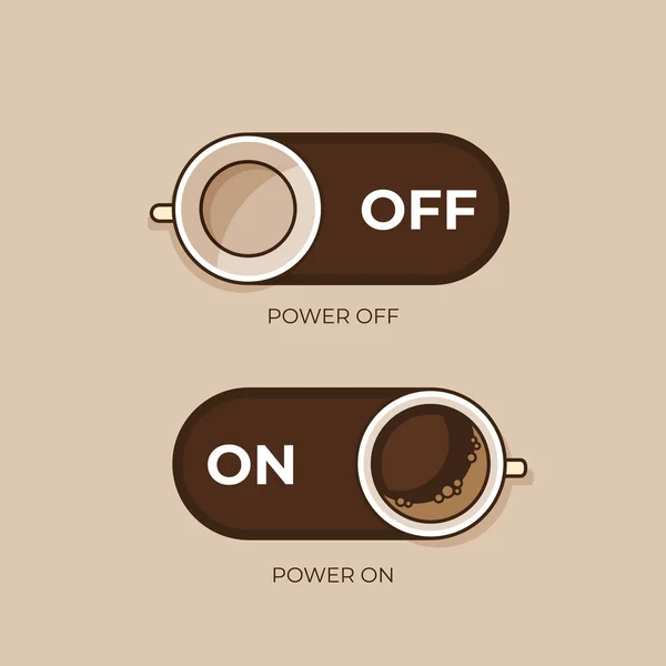 咖啡的概念 咖啡和开关 平面样式 矢量插图 — 图库矢量图片