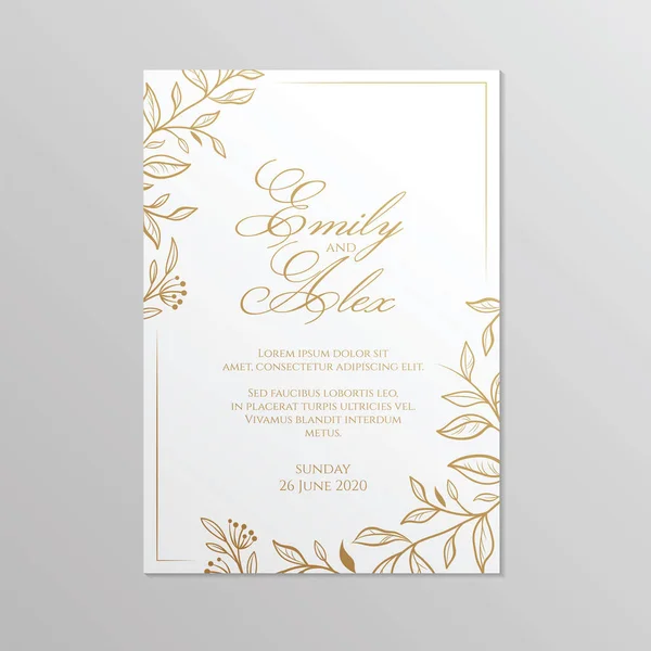 Wedding Invitation Card Floral Ornament Botanical Gold Ornament Vector Illustration Royalty Free Stock Illustrations