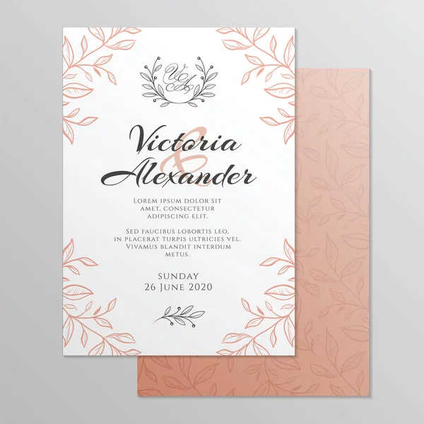 Bruiloft Uitnodiging Kaart Met Bloemen Ornament Botanische Gouden Ornament Vectorillustratie Rechtenvrije Stockillustraties