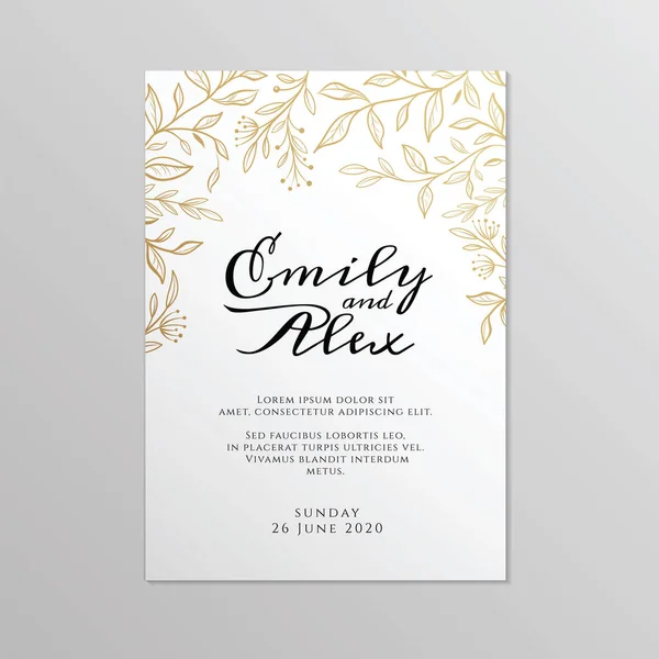 Wedding Invitation Card Floral Ornament Botanical Gold Ornament Vector Illustration Vector Graphics