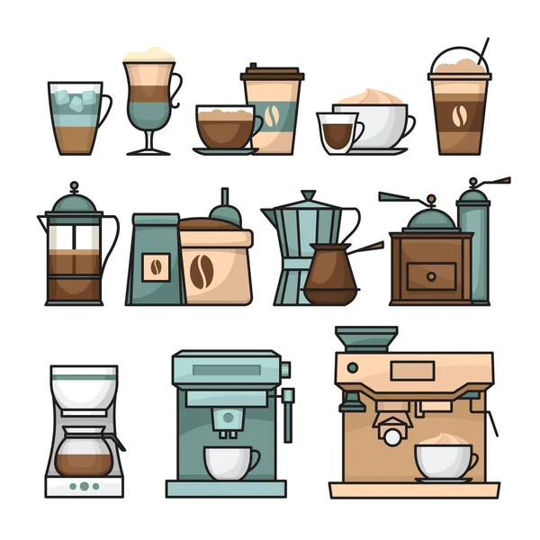 Coffee Infographic Coffee Icon Set Flat Style Vector Illustration Stock Vector