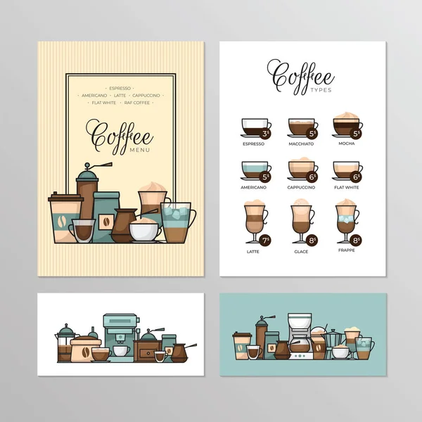 Koffieshop Menu Soorten Koffie Infographic Banner Vlakke Stijl Vectorillustratie Stockillustratie