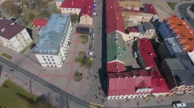 Grodno, Beyaz Rusya'nın havadan görünümü. Tarihi şehir merkezi 