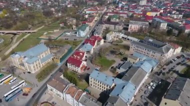 Grodno, Beyaz Rusya'nın havadan görünümü. Tarihi şehir merkezi 