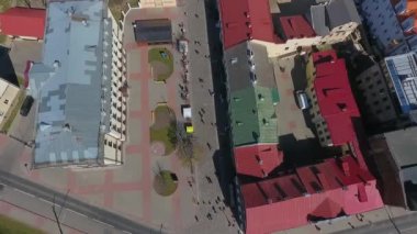 Grodno, Beyaz Rusya'nın havadan görünümü. Tarihi şehir merkezi 