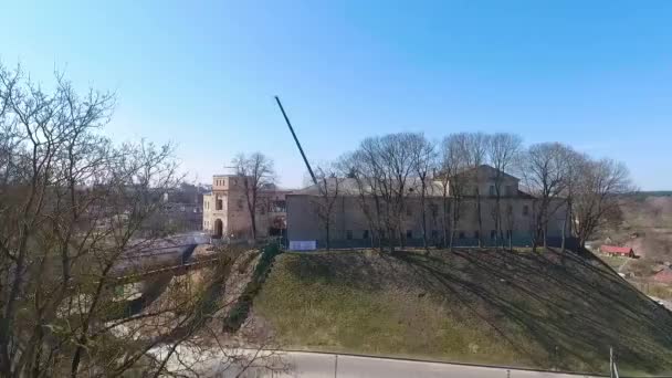 Letecký pohled na Grodno, Bělorusko. Starověká pevnost — Stock video