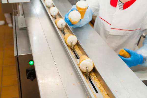 Automatic production line of ice cream Royalty Free Stock Images