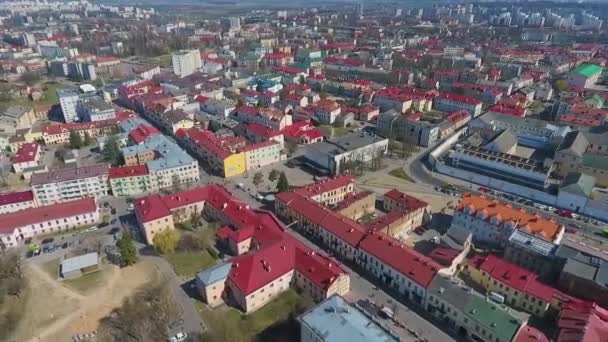 Vista aérea de Grodno, Bielorrússia. O centro histórico da cidade — Vídeo de Stock