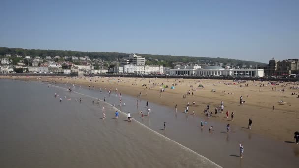 Weston Super Mare Somerset Spiaggia Lungomare Con Bel Tempo — Video Stock