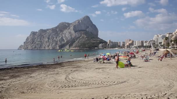 Calpe Rock Costa Blanca Spain Från Stranden Levante Fossa Även — Stockvideo