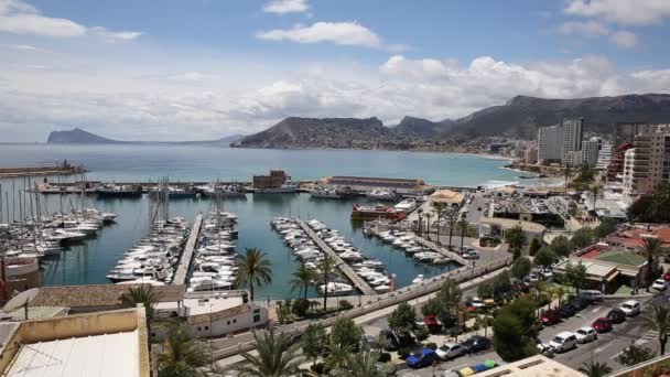 Calpe Marina Con Embarcaciones Yates Comunidad Valenciana Española — Vídeo de stock