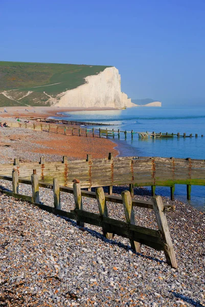 Sseven Sisters Křídové Útesy East Sussex Mezi Seaford Eastbourne Pohledu — Stock fotografie