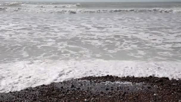 Хвилі Море Крупним Планом Уертінг Західному Суссексі Українська Південь Узбережжя — стокове відео