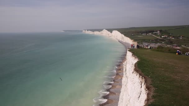 Birling Bir Boşluk Yedi Kızkardeşler Tebeşir Kayalıklarla Plaj Doğu Sussex — Stok video