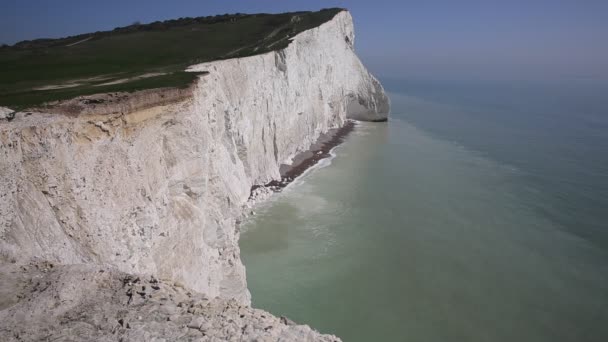 Krásné Bílé Útesy Seaford East Sussex Jižní Anglie Poblíž Sedm — Stock video