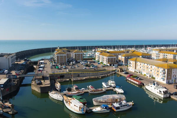 Brighton Harbour Boote Und Yachten Einem Schönen Tag East Sussex — Stockfoto