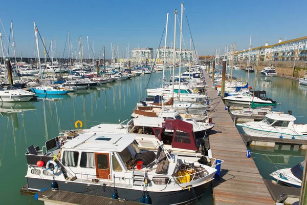Brighton Marina Harbour Boats Yachts Beautiful Day East Sussex England — Stock Photo, Image