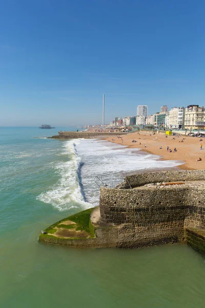 Brighton Doğu Sussex Ngiltere Ngiltere Mavi Deniz Gökyüzü Ile Eastbourne — Stok fotoğraf