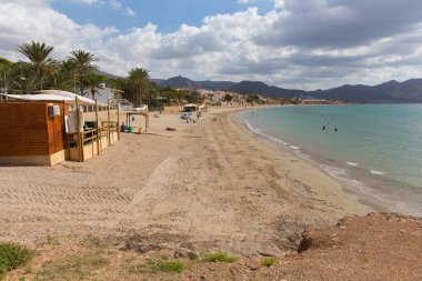 La Isla Plana beach Murcia Spain a coast village located between Puerto de Mazarron and Cartagena clipart