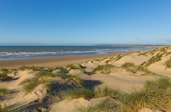 Camber Sands Beach East Sussex Vacker Sandstrand Nära Råg Och — Stockfoto