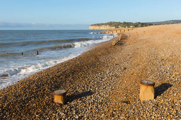 Пляж Pett Level Рядом Fairlight Wood Hastings Battle East Sussex — стоковое фото