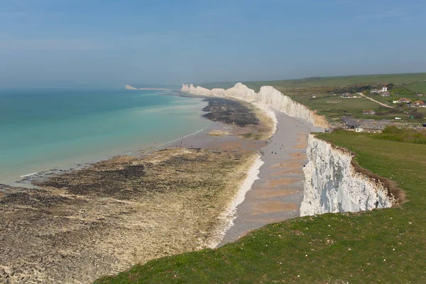 Pláž Birling Gap Křídový Útesy Sedm Sester Nedaleko Pláže Hlavy — Stock fotografie